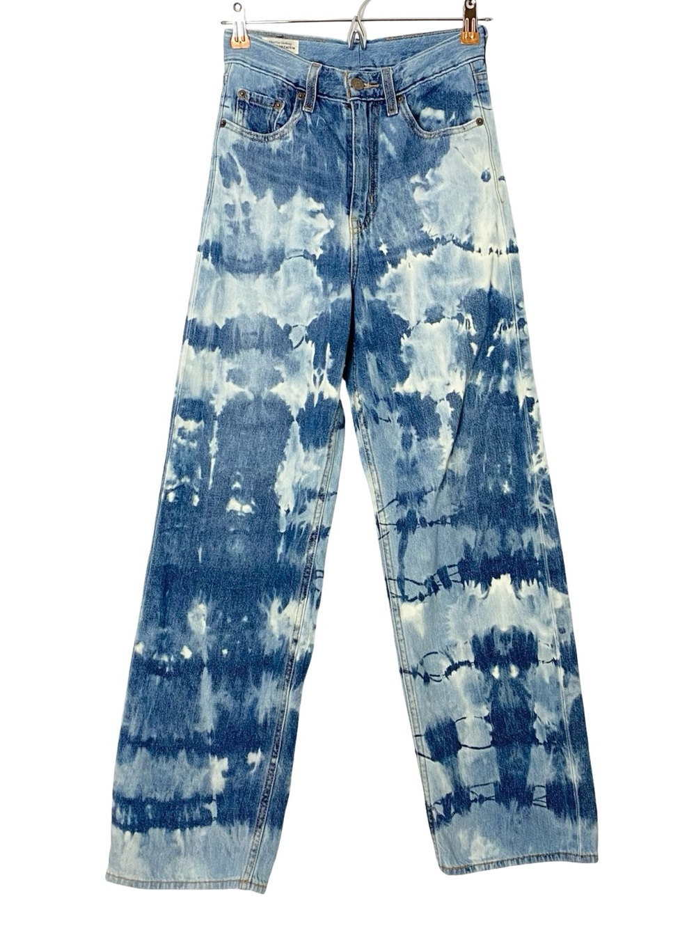 Upcycled Levis Jeans Waist 24 Womens Size XXS Levi’s Wide Leg Custom Bleached